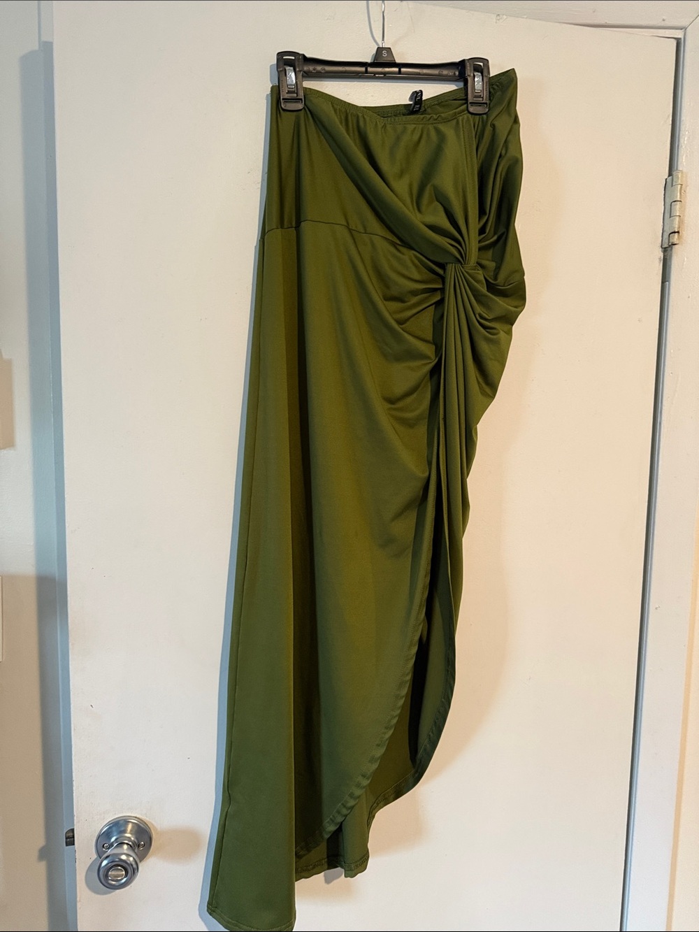 Zaful Olive Green High-Low Knot Side Maxi Skirt